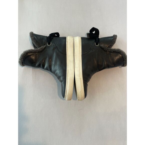 ~ M. Gemi Gia Leather Shearling Black Boots 40 Bow, Foldover Ankle 9 Chelsea - Picture 9 of 11